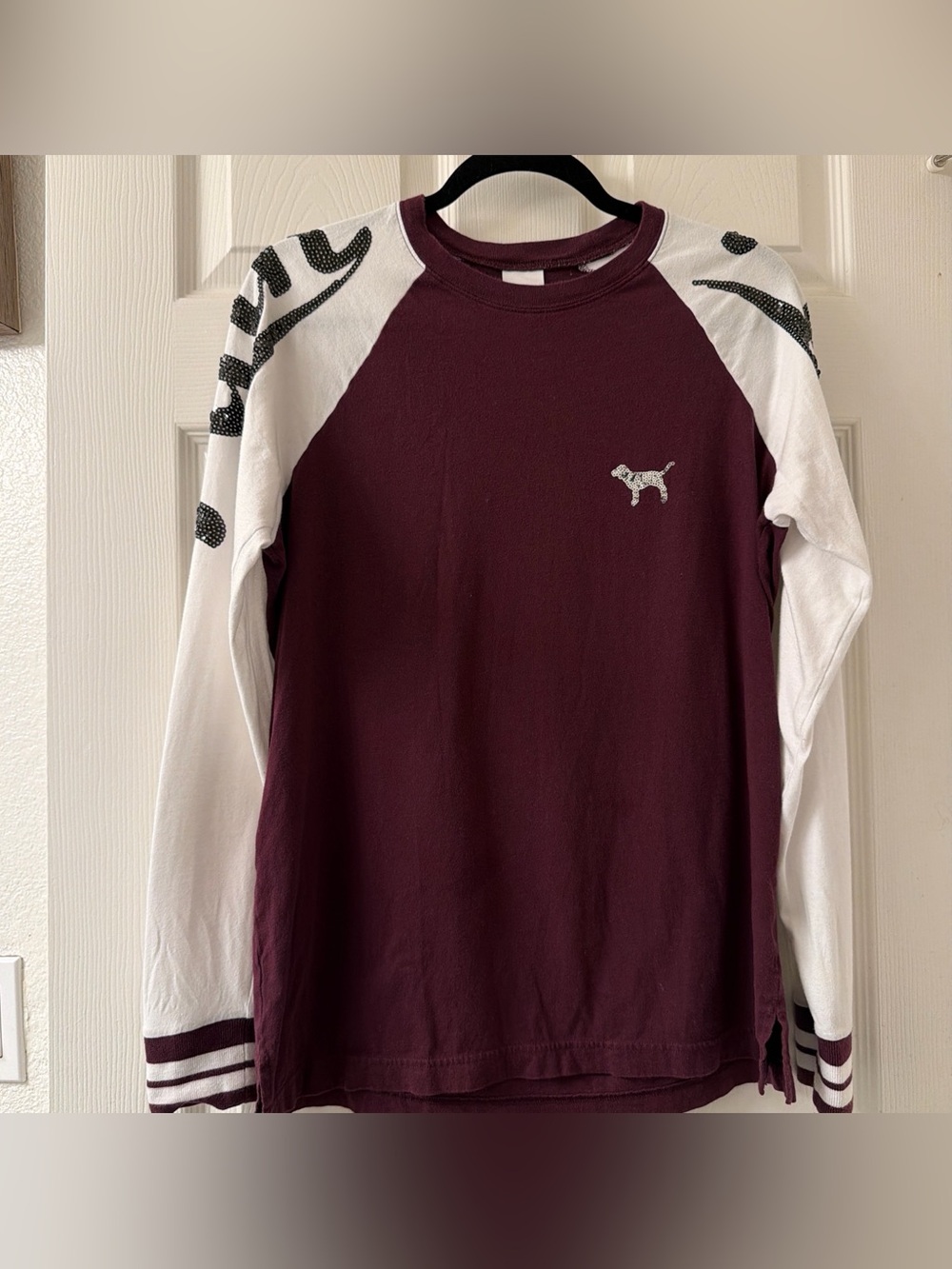 PINK Victoria's Secret Burgundy Crewneck Tee McBlinc